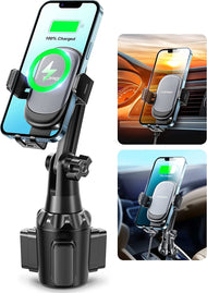 [Upgraded] TOPGO Cup Holder Phone Mount Wireless Charger,Universal Cell Phone Holder Car Charger Wireless-Charger-Cup-Phone-Holder Fast Charging for Iphone11/11 Pro/11 Pro Max, Samsung Galaxy Black - The Gadget Collective