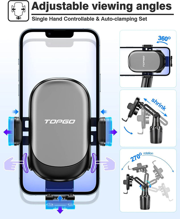 [Upgraded] TOPGO Cup Holder Phone Mount Wireless Charger,Universal Cell Phone Holder Car Charger Wireless-Charger-Cup-Phone-Holder Fast Charging for Iphone11/11 Pro/11 Pro Max, Samsung Galaxy Black - The Gadget Collective