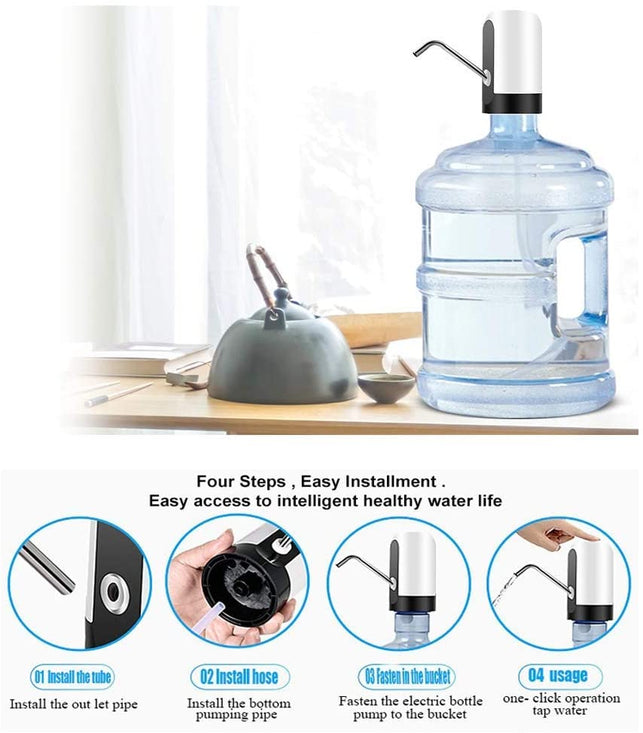 Urdonda Water Bottle Pump, USB Charging Automatic Drinking Water Pump Portable Electric Water Dispenser Water Bottle Switch for Universal 5 Gallon Bot - The Gadget Collective