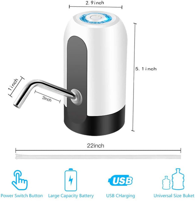 Urdonda Water Bottle Pump, USB Charging Automatic Drinking Water Pump Portable Electric Water Dispenser Water Bottle Switch for Universal 5 Gallon Bot - The Gadget Collective