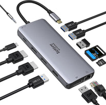 USB C Docking Station Dual Monitor, 12 in 1 USB-C Triple Display Docking Station to Dual 4K HDMI+DP Port+2 USB3.0+2 USB 2.0+Sd/Tf+Pd+Ethernet+3.5Mm Audio for Dell/Surface/Hp/Lenovo Laptop - The Gadget Collective