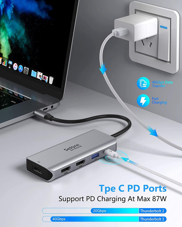 USB C Docking Station Dual Monitor, 9 in 1 USB C Triple Display Docking Station to Dual HDMI Adapter Displayport SD TF Card Reader 2USB 2.0, 1 USB 3.0, 100W PD for USB C Thunderbolt 3 Laptops - The Gadget Collective