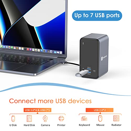 USB C Docking Station Dual Monitor for MacBook Pro, 15 in 2 USB C Laptop Docking Station Dual Monitor HDMI for MacBook Pro/Air with 2 4K HDMI Display, 6 USB A,USB C, SD&Micro SD,LAN, 87W PD 3.0 - The Gadget Collective