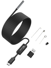 USB Endoscope for OTG Android Phone, Computer, 5.5 Mm Borescope Inspection Snake Camera Waterproof with USB, Type C, 16.4FT Semi-Rigid Cord with 6 LED Lights, Compatible with Windows PC, Macbook - The Gadget Collective