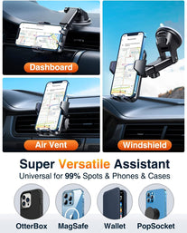 VANMASS Universal Car Phone Mount,【Patent & Safety Certs】 Upgraded Handsfree Stand, Phone Holder for Car Dashboard Windshield Vent, Compatible Iphone 13 12 11 Pro Max Xs XR X 8, Galaxy S20 Note 10 9