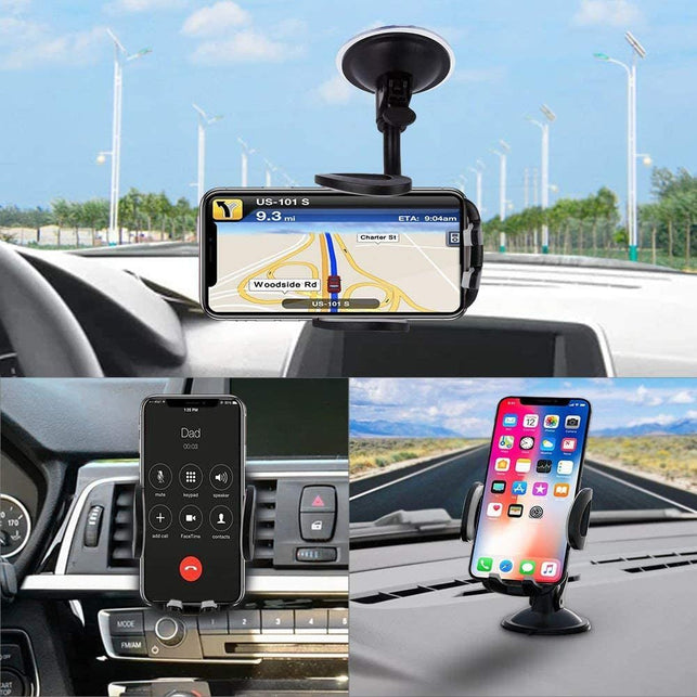 Vansky Car Phone Holder Mount, 3-In-1 Universal Cell Phone Holder Car Air Vent Holder Dashboard Mount Windshield Mount for Iphone 12 11 X XR 7/7 Plus, Samsung Galaxy S9 LG Sony and More - The Gadget Collective