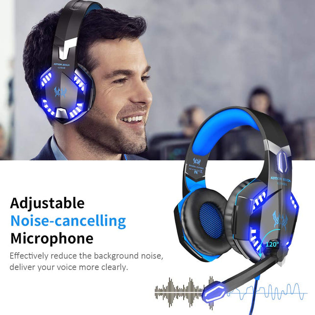 VersionTECH G2000 Stereo Gaming Headset for Xbox One PS4 PC Surround Sound Over-Ear Headphones with Noise Cancelling Mic LED Lights - The Gadget Collective