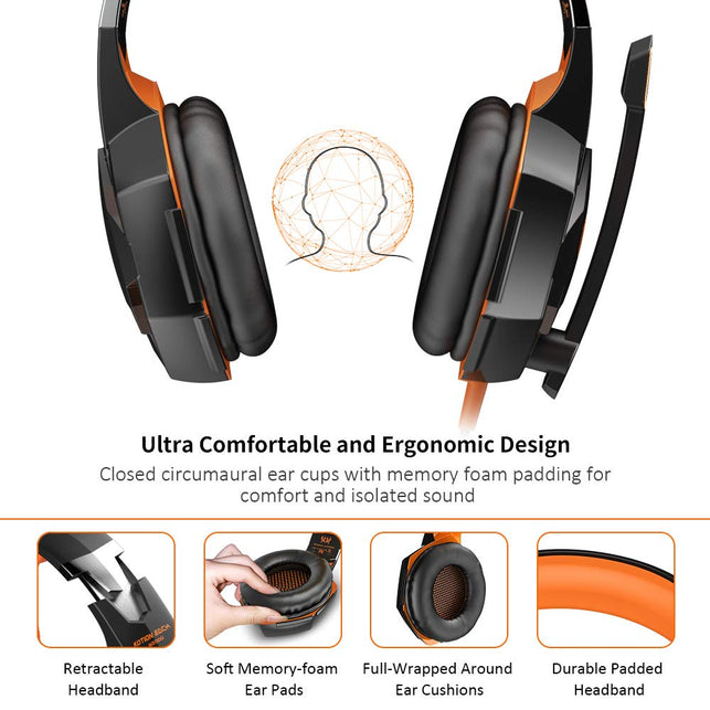 VersionTECH G2000 Stereo Gaming Headset for Xbox One PS4 PC Surround Sound Over-Ear Headphones with Noise Cancelling Mic LED Lights - The Gadget Collective