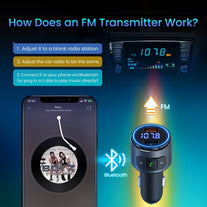 VicTsing (Upgraded Version) V5.0 Bluetooth FM Transmitter for Car, QC3.0 & LED Backlit Wireless Bluetooth FM Radio Adapter Music Player /Car Kit with - The Gadget Collective