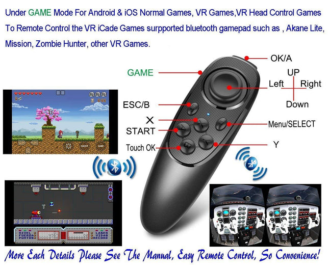 VR Remote Controller Gamepad Bluetooth Control VR Video, Film, Game, Selfie, Flip E-book/PPT/Nook page, Mouse, in Virtual Reality Headset - The Gadget Collective