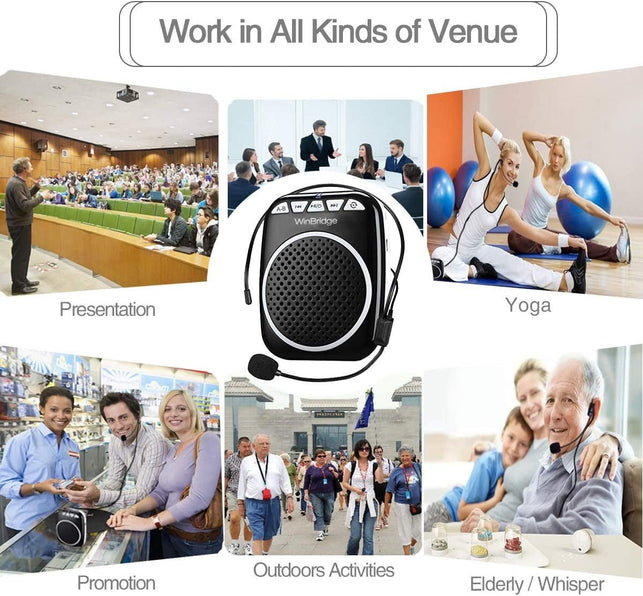 W WINBRIDGE Voice Amplifier Portable Microphone and Speaker Loudspeaker Personal Voice Amplifier Clip on for Teacher, Elderly,Coaches, Training, Presentation, Tour Guide - The Gadget Collective