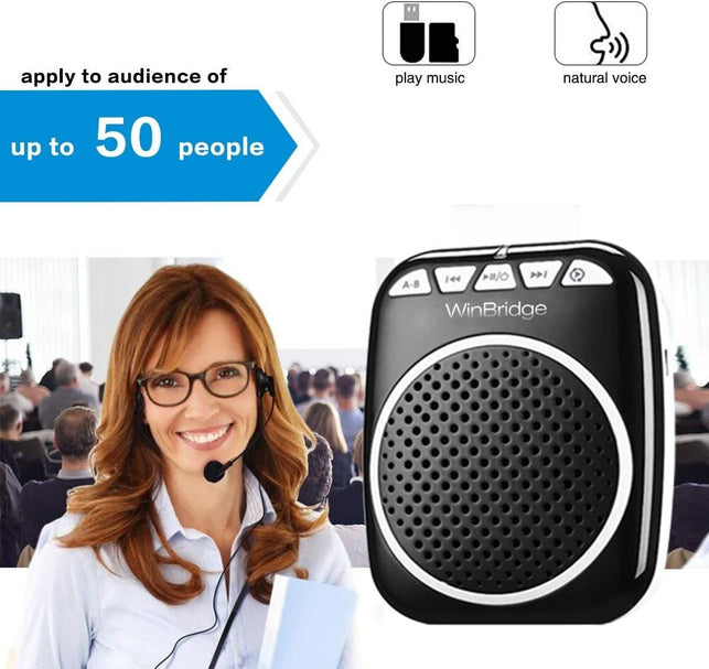 W WINBRIDGE Voice Amplifier Portable Microphone and Speaker Loudspeaker Personal Voice Amplifier Clip on for Teacher, Elderly,Coaches, Training, Presentation, Tour Guide - The Gadget Collective