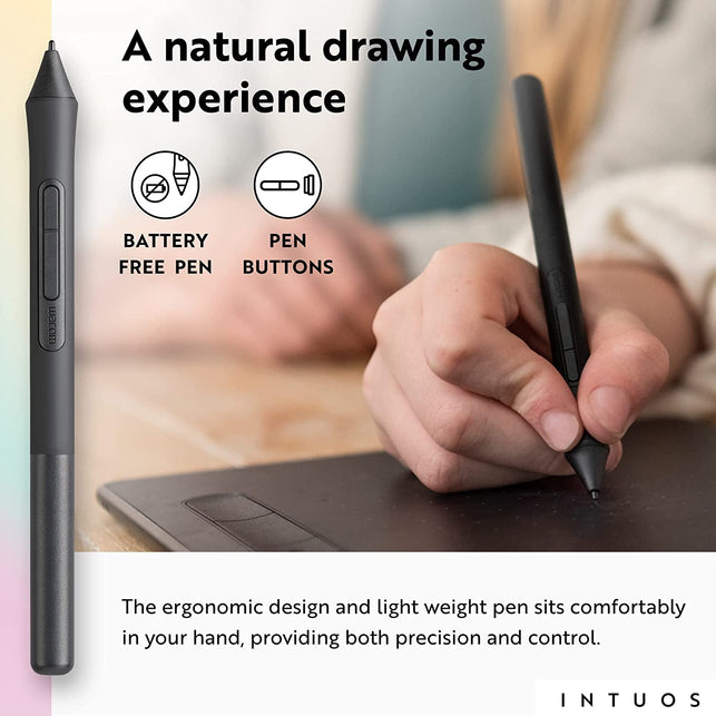 Wacom Intuos Small Graphics Drawing Tablet, Includes Training & Software; 4 Customizable Expresskeys Compatible with Chromebook Mac Android & Windows, Drawing, Photo/Video Editing, Design & Education - The Gadget Collective