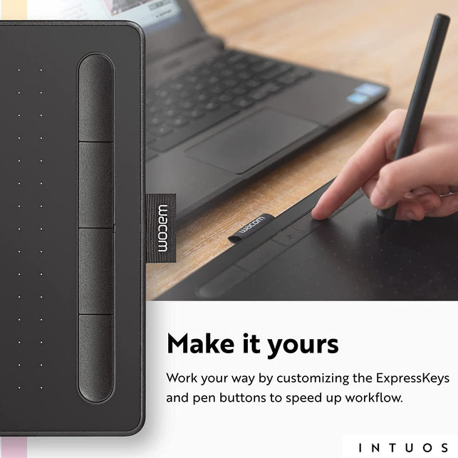 Wacom Intuos Small Graphics Drawing Tablet, Includes Training & Software; 4 Customizable Expresskeys Compatible with Chromebook Mac Android & Windows, Drawing, Photo/Video Editing, Design & Education - The Gadget Collective