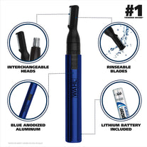 Wahl Lithium Two-In-One Pen Detail Trimmer for Nose, Ear, Neckline, Eyebrow, & Other Detailing - Blue - by the Brand Used by Professionals - Model 5643-200 - The Gadget Collective