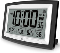 Wallarge Atomic Clock with Indoor Temperature and Humidity, 12.5 Inch Self-Setting Digital Wall Clock or Desk Clock, Battery Operated Digital Clock Large Display for Seniors, Auto DST - The Gadget Collective