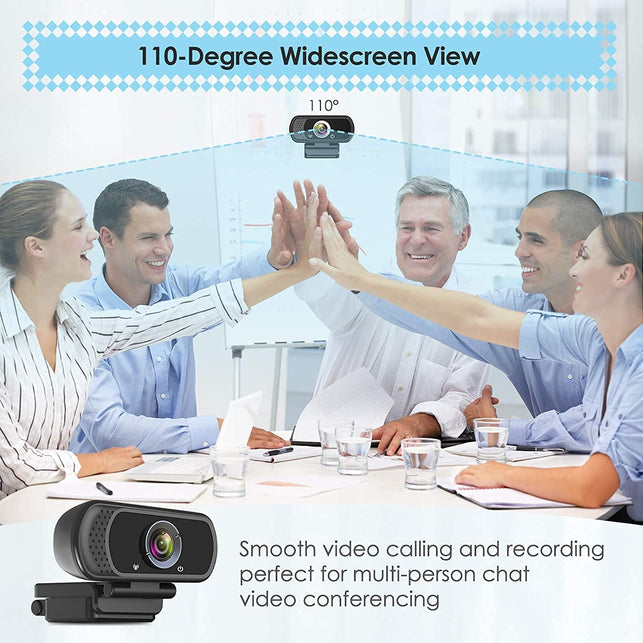 Webcam HD 1080P Web Camera, USB PC Computer Webcam with Microphone, Laptop Desktop Full HD Camera Video Webcam 110 Degree Widescreen, Pro Streaming Webcam for Recording, Calling, Conferencing, Gaming - The Gadget Collective