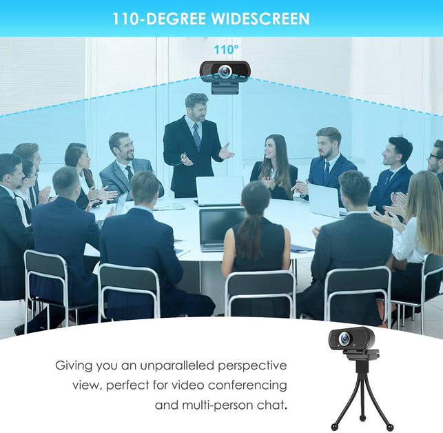 Webcam, HD Webcam 1080P with Privacy Shutter and Tripod Stand, Pro Streaming Web Camera with Microphone, Widescreen USB Computer Camera for PC Mac Laptop Desktop Video Calling Conferencing Recording - The Gadget Collective