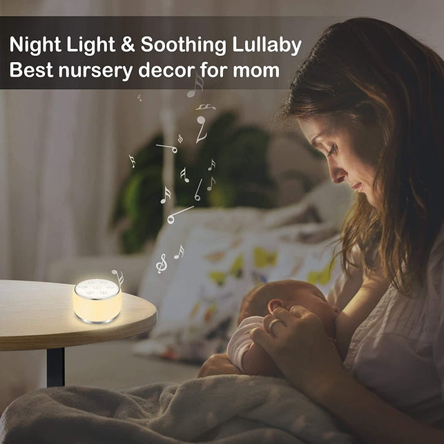 White Noise Machine for Sleeping Baby Kids – Portable Sound Machine with Night Light, USB Rechargeable, 34 Soothing Noises, Auto-Off Timer, Sleep Machine for Adults Babies Lullaby Travel Home - The Gadget Collective