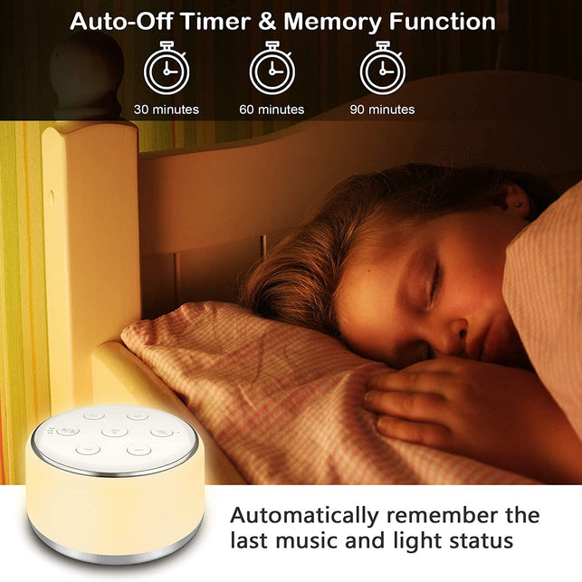 White Noise Machine for Sleeping Baby Kids – Portable Sound Machine with Night Light, USB Rechargeable, 34 Soothing Noises, Auto-Off Timer, Sleep Machine for Adults Babies Lullaby Travel Home - The Gadget Collective