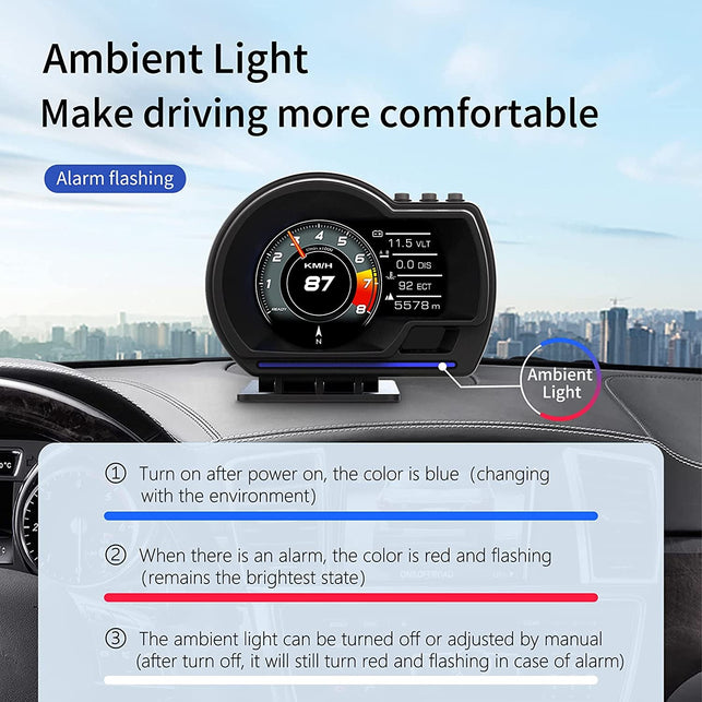 Wiiyii Car HUD Head up Display P6, OBD+GPS Smart Gauge, Works Great for Most Cars (190 Grams) - The Gadget Collective