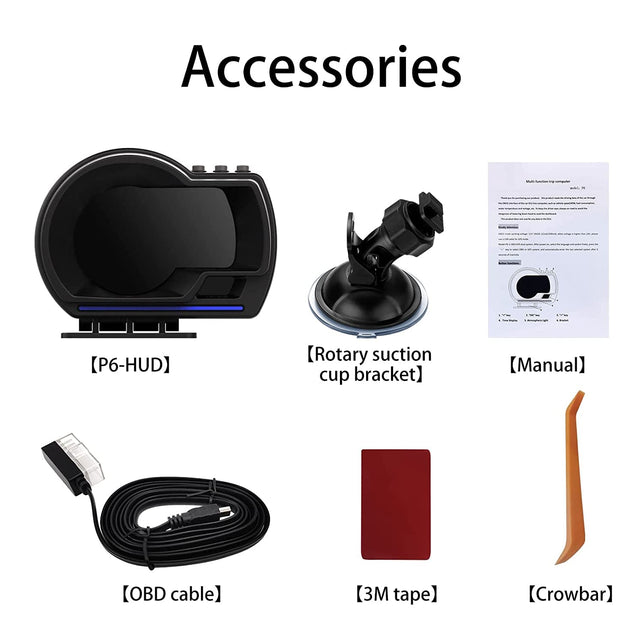 Wiiyii Car HUD Head up Display P6, OBD+GPS Smart Gauge, Works Great for Most Cars (190 Grams) - The Gadget Collective