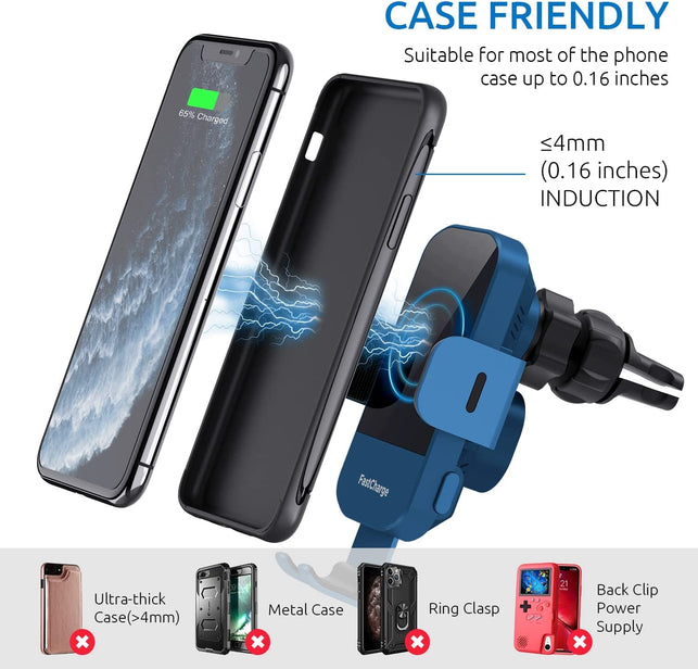 Wireless Car Charger, Chgeek 15W Fast Auto Clamping Car Charger Phone Mount Windshield Air Vent Phone Holder for Iphone 14 13 12 Mini Pro Max 11 Xs, Samsung Galaxy S22+ S21 S10+ Note 20, Etc - The Gadget Collective