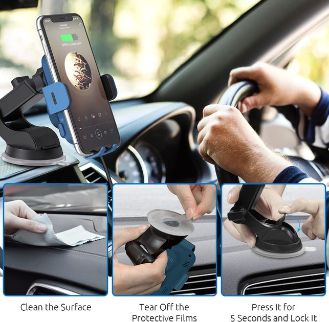 Wireless Car Charger, Chgeek 15W Fast Auto Clamping Car Charger Phone Mount Windshield Air Vent Phone Holder for Iphone 14 13 12 Mini Pro Max 11 Xs, Samsung Galaxy S22+ S21 S10+ Note 20, Etc - The Gadget Collective