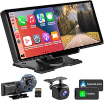 Wireless Carplay & Android Auto Portable Car Stereo, 2.5K Front Dash Cam, Backup Camera, 64G Tf-Card, Bluetooth Handsfree, 10