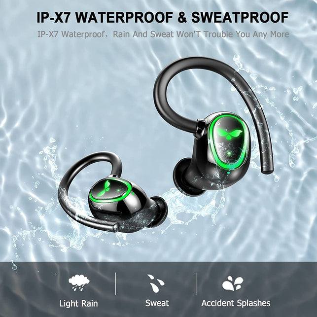 Wireless Earbud, Bluetooth 5.3 Headphones Sport Wireless Earphones in Ear Noise Cancelling Earbud with Dual Mic, over Earhooks Ear Buds IP7 Waterproof 48H Deep Bass Headset for Running Gym USB-C[2022] - The Gadget Collective