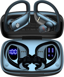 Wireless Earbuds Bluetooth Headphones 48Hrs Play Back Sport Earphones with LED Display Over-Ear Buds with Earhooks Built-In Mic Headset for Workout Black BMANI-VEAT00L - The Gadget Collective