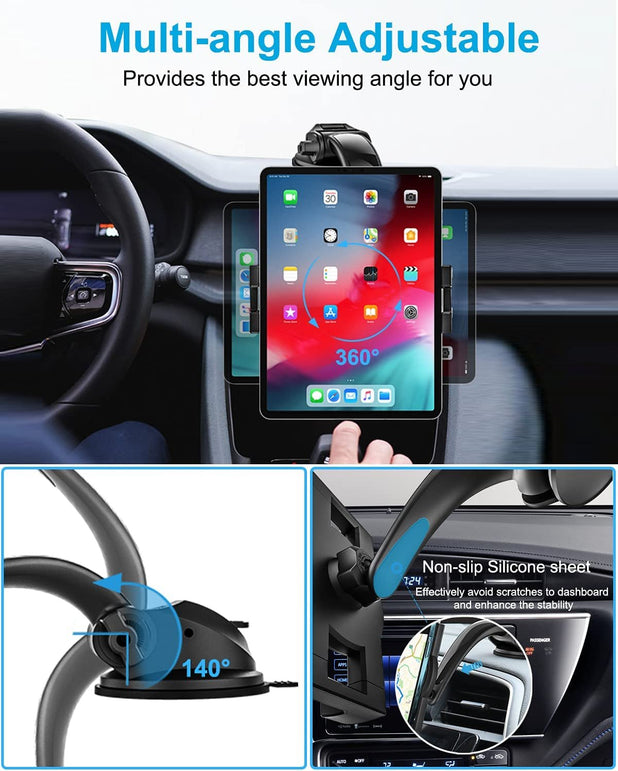 Woleyi Car Dashboard Tablet Mount, Car Dash Tablet & Phone Holder with Strong Sticky Gel Suction Cup for Ipad Pro 9.7, 11, 12.9 / Air/Mini, Iphone, Galaxy Tabs, More 4-13" Smart Phones and Tablets - The Gadget Collective