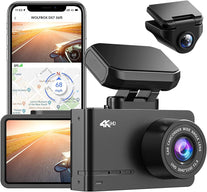 WOLFBOX 4K Dash Cam Built-In Wifi GPS Dashboard Camera Front 4K/2.5K and Rear 1080P Dual Car Recorder, Mini Security Dashcam with 2.45