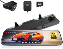 WOLFBOX Rear View Mirror Camera:Mirror Dash Cam Front and Rear 4K+2.5K for Car with 12