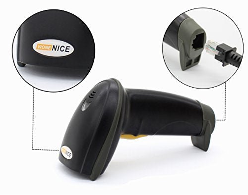 WoneNice USB Laser Barcode Scanner Wired Handheld Bar Code Scanner Reader Black - The Gadget Collective