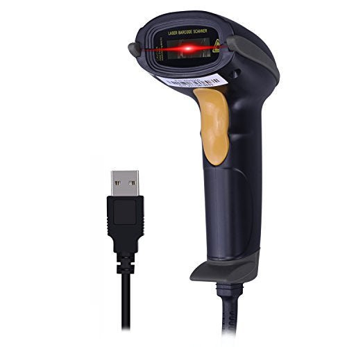 WoneNice USB Laser Barcode Scanner Wired Handheld Bar Code Scanner Reader Black - The Gadget Collective