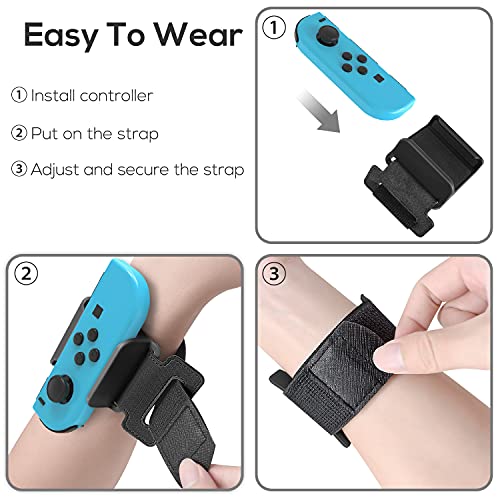 Wrist Bands Compatible with Just Dance 2023 2022 2021 Switch, YUANHOT Adjustable Elastic Dance Straps Compatible with Switch & Switch OLED Controllers, 2 Pack for Kids and Adults - Black - The Gadget Collective