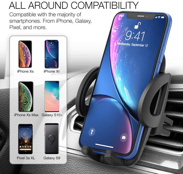 XDesign Air Vent Car Mount Premium Universal Phone Holder Cradle Compatible with iPhone 11 Pro iPhone XR XS Max 8 Plus 7 6s 6 Galaxy S10 E S9 S8 Plus - The Gadget Collective