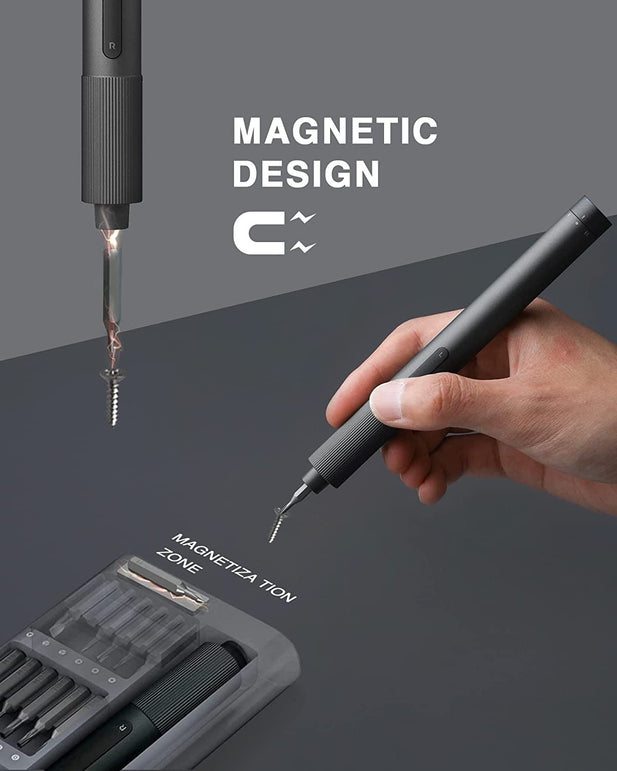 Xiaomi Electric Precision Screwdriver, All-Metal Gearbox, Powerful Magnetic Motor, Rechargeable Lithium Battery, S2 Steel Screwdriving Bits, Type-C Charging, Aluminium Alloy Case, Grey - The Gadget Collective