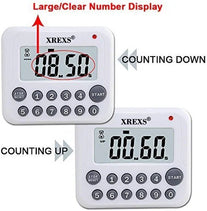 XREXS Digital Kitchen Timer Magnetic Countdown Up Cooking Timer Loud Alarm  and Mute Optional, Magnet and Stand, Large Display Classroom Timer for