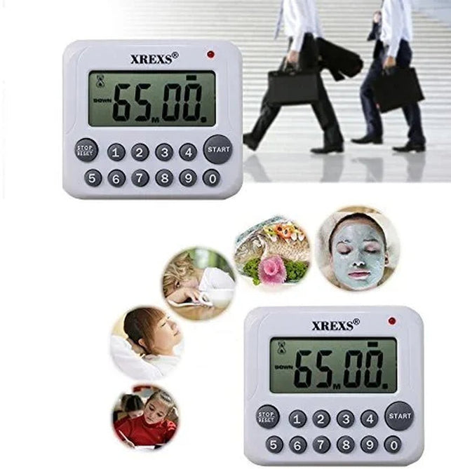 XREXS Digital Kitchen Timer Magnetic Countdown up Cooking Timer Clock with Magnet Back and Clip, Loud Alarm, Large Display Minutes and Seconds Directly Input-White (2 Battery Included) (DC-12) - The Gadget Collective