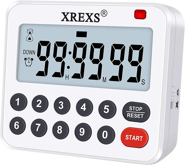 XREXS Digital Kitchen Timer Magnetic Countdown up Cooking Timer Loud Alarm and Mute Optional, Magnet and Stand, Large Display Classroom Timer for Teachers (2 Batteries Included) Upgraded Version - The Gadget Collective