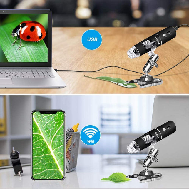 YINAMA Wireless Digital Microscope, 50x to 1000x Magnification Microscope Camera,8 LED Mini Pocket Handheld Microscopes with 1080P 2MP, Compatible wit - The Gadget Collective