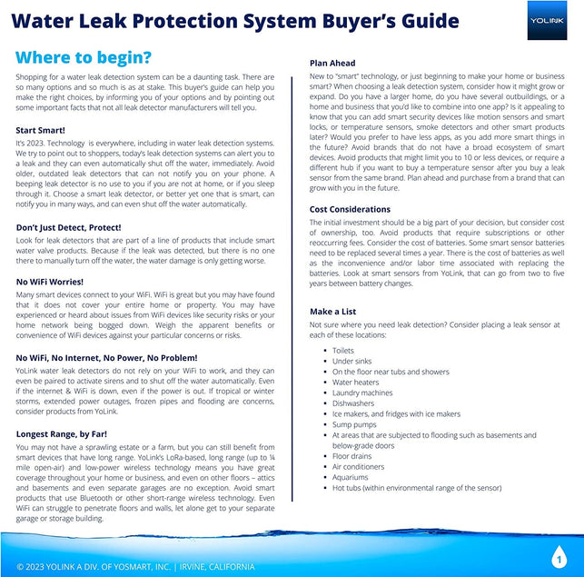 YOLINK Water Leak Sensor 3-Pack, Lora up to 1/4 Mile Open-Air Range Smart Water Leak & Flood Detector, Sms/Text, Email & Push Notifications, W/Alexa, IFTTT, Home Assistant - Yolink Hub Required - The Gadget Collective