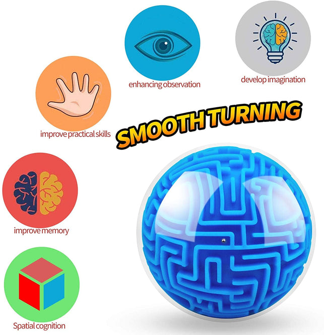 Yongnkids Amaze 3D Gravity Memory Sequential Maze Ball Puzzle Toy Gifts for Kids Adults - Challenges Game Lover Tiny Balls Brain Teasers Game (Blue) - The Gadget Collective