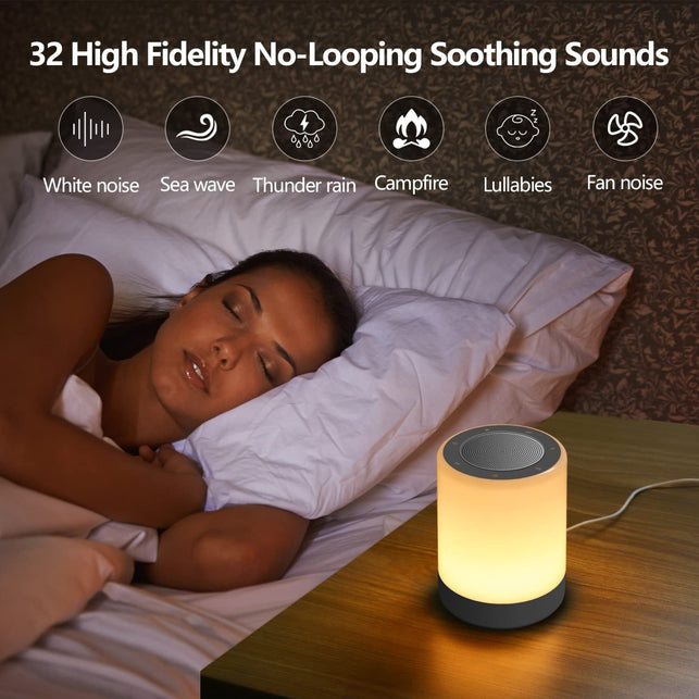 YYDSKIT White Noise Machine with Large Night Light, Sound Machine with 32 Soothing Sounds, Full Touch Control,Plug In, Auto-Off Sleep Timer for Baby Adults Kids Sleeping, Relaxing - The Gadget Collective