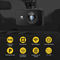 Z-Edge Wifi Dash Cam, 1920X1080P FHD, Front and Rear Dash Cam, Dual Cam, Car DVR, Night Vision, Parking Mode, G-Sensor, Loop Recording - The Gadget Collective