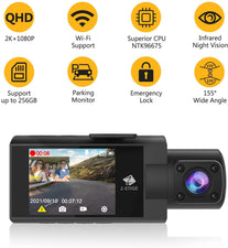 Z Z-Edge Dash Cam, Z3Pro Dash Cam Front and Inside, 2K+1080P Front and inside Dual Dash Cam, Car Camera, IR Night Vision, Parking Mode, G-Sensor, Support 256GB - The Gadget Collective