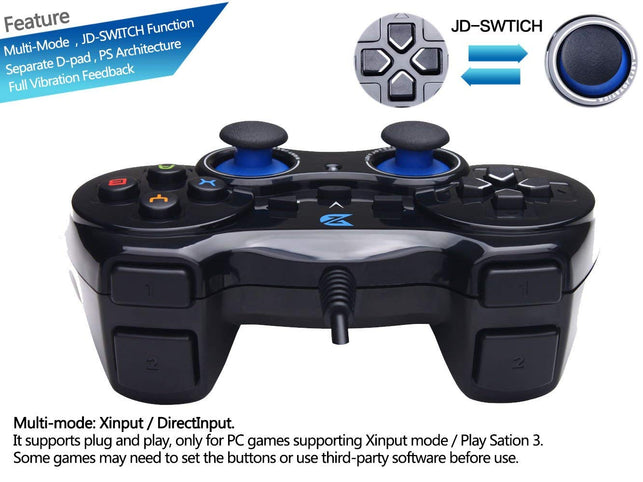 ZD-V+ USB Wired Gaming Controller Gamepad for PC/Laptop Computer(Windows XP/7/8/10) & PS3 & Android & Steam - The Gadget Collective
