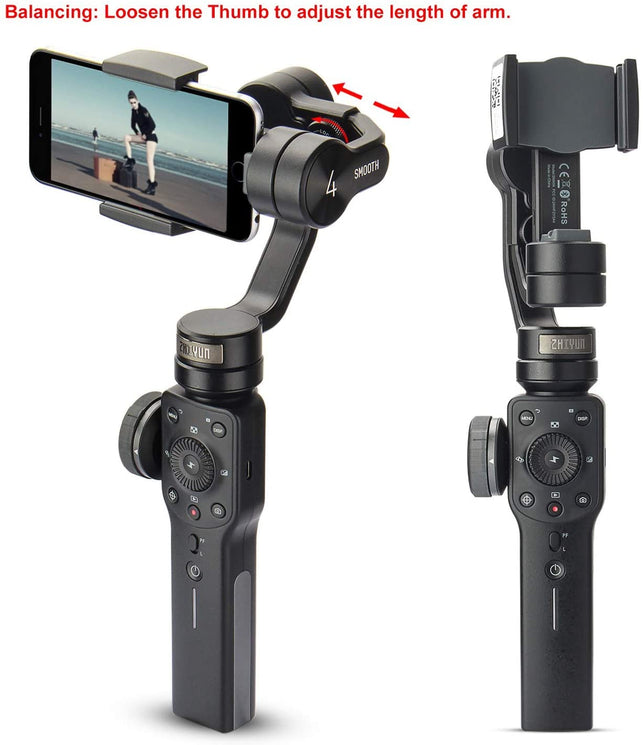 Zhiyun Smooth 4 3-Axis Handheld Gimbal Stabilizer YouTube Video Vlog Tripod for iPhone 11 Pro Xs Max Xr X 8 Plus 7 6 SE Android Cell Phone Smartphone - The Gadget Collective